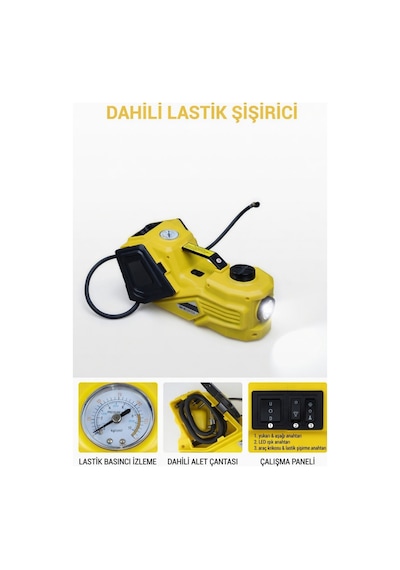 Araç Krikosu Elektrikli Seti 5 Ton Kaldırma Bijon Sökme Kompresör Fenerli Araç Tamir Kiti