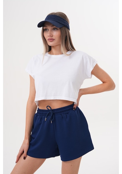 Genius Store Kadın Modal Şort Beli Lastikli Cepli Şort Modal-şort Lacivert