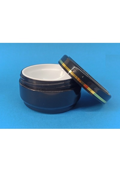 30 ML Siyah Lüx Şeritli Boş Pomat-Krem-Kozmetik Kutusu Plastik Krem Kavanozu  1-100 Adet