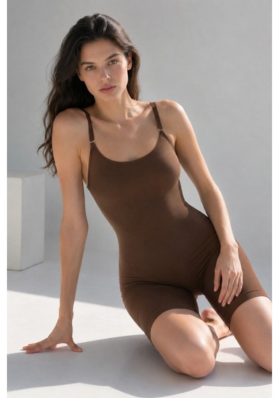 Kadın Bel Bacak Sıkılaştıran Kahverengi Full Body