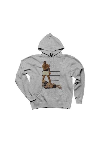 Muhammed Ali Winning Fighter Gri Kapşonlu Sweatshirt Hoodie Gri