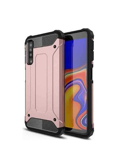 Noktaks - Samsung Galaxy Uyumlu A7 2018 - Kılıf Çift Katman Zırh Tank Crash Military Kapak - Rose Gold