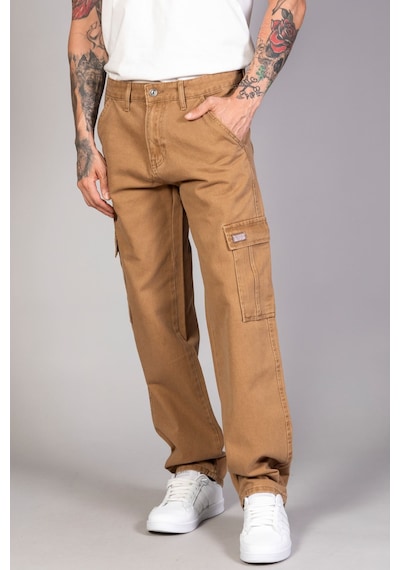 Little Cup Jeans Co Erkek Camel Baggy Fit Rahat Kalıp Kargo Pantolon