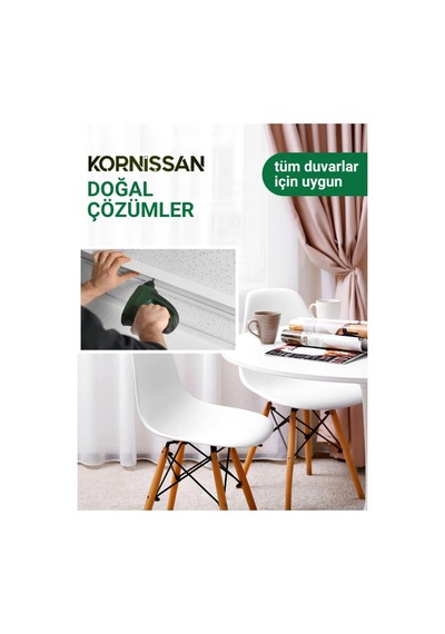 4 Metre 1. Sınıf Polyester Kalın Perdeler Için Tutucu Ray Korniş Genel