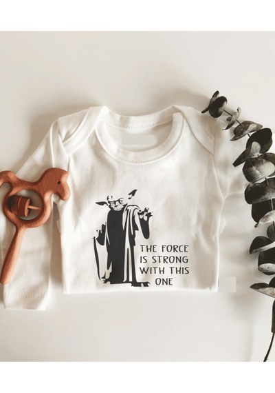 İmaj Tuğbababy Star Wars Master Yoda Uzun Kol Çıtçıtlı Organik Bebek Body Beyaz