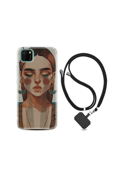 Huawei Y5P Kılıf Boyun Askılı Woman Maniplatiun 1362