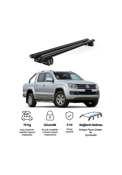 Pençe Volkswagen Amarok 2010-2022 Uyumlu Siyah Ara Atkı 135cm Port Bagaj Tavan Barı