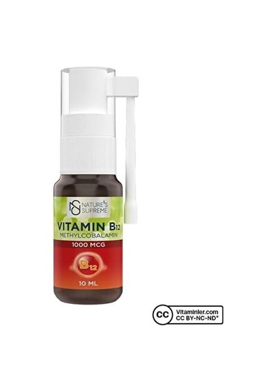 Natures Supreme Vitamin B12 1000 Mcg Methylcobalamin 10 Ml Sprey Aromasız Renkli