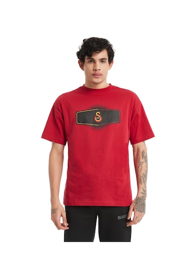 Beşiktaş Galatasaray Orijinal Lisanslı Uv Aslan Baskılı Gs Logo Kırmızı Erkek T-shirt KIrmızı