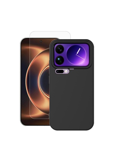 Teleplus Xiaomi 17 Pro Max Kılıf Biye Mat Silikon Kapak + Nano Ekran Koruyucu Siyah