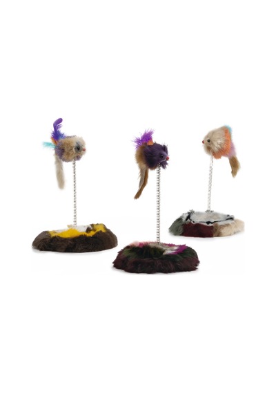 Beeztees Kedi Oyuncağı, Yaylanabilir Tüylü Fare 8cm, Çeşitli Renklerde, 14,5x14,5x28cm