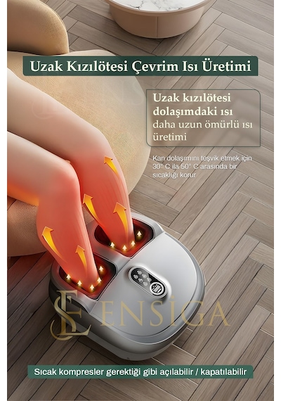 Yoğurmalı Isıtmalı Silindir 8d Hava Yastığı Kompres Baldır Çok İşlevli Ayak Masaj Aleti Mavi