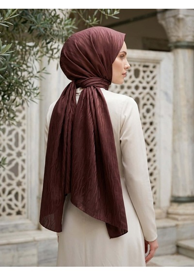 Camellia Scarfs İtalyan Jakar Şal Dalga Desen Mürdüm - Çarpıcı Ve Lüks Stil