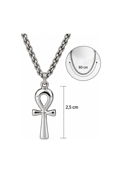 Erkek Sembol Figürlü Kolye 60 Cm Zincirli 2,5 Cm Uçlu Modern Tasarım Altın - Gümüş