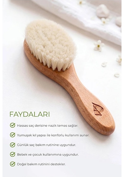 Ecowera Doğal Keçi Kılı Bebek Saç Fırçası
