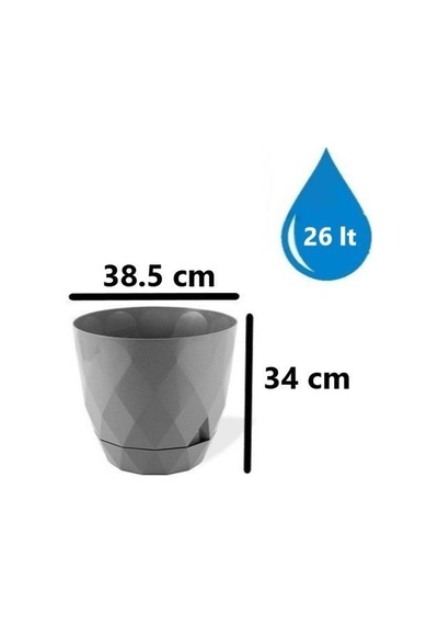 Omnipazar Krs-457 Yakamoz Tabaklı Plastik Saksı Takımı 26 Litre No 7 Gri