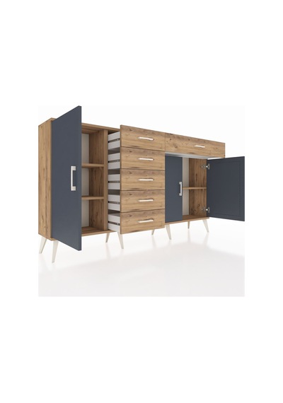 Arges Konsol 3 Raflı 6 Çekmeceli 3 Kapaklı 176x30x99 Çam-antrasit/çam Antrasıt/atlas Çam - Atlas Çam Arges Konsol 3 Raflı 6 Çekmeceli 3 Kapaklı 176x30x99 Çam-antrasit/çam Antrasıt/atlas Çam - Atlas Çam