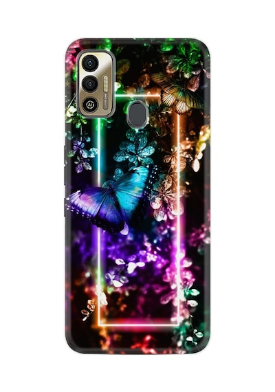 Tecno Spark 7t Kılıf Silikon Desen Özel Seri Butterfly Neon 1684