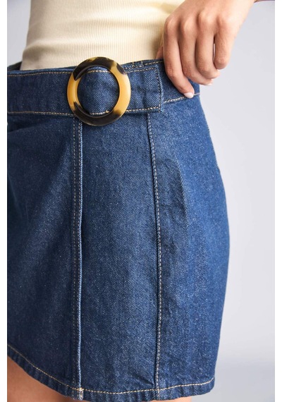 Defacto %100 Pamuk Asimetrik Kesim Mini Jean Şort I3185ax26hsnm82 Mavi-nm82