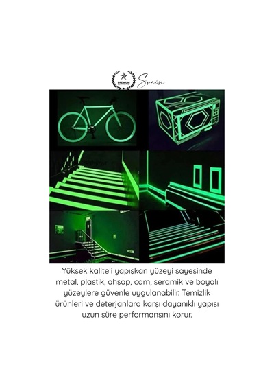 Fosforlubant Gece Parlayan Fosforlu Fotolümen Bant 15mm X 5 Metre Kendinden Yapışkanlı Acil Çıkış Y