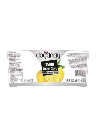 Doğanay %100 Limon Suyu 250 Ml X 12 Adet Pet
