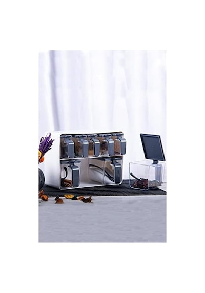 Herevin Sekizli Standlı Baharatlık Seti Gri Beyaz - 161280-815 Açık Bej