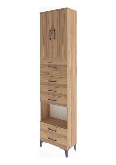 Arges Dolap 3 Raflı 6 Çekmeceli 2 Kapaklı 60x30x243 Çam-çam Çam