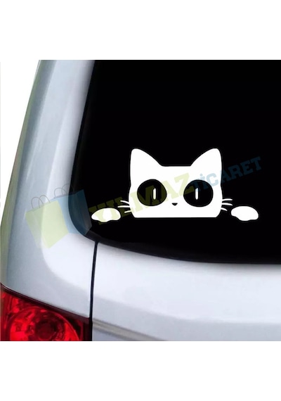 Saklanan Kedi Bagaj Ayna Oto Sticker Arma Etiket Yapıştırma