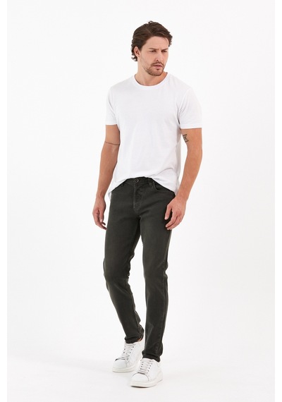Digital Jeans Erkek Slim Fit Dar Kesim Dar Paça Kot Pantolon Haki Açık Gri