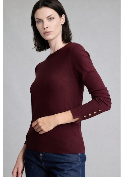 Defacto Regular Fıt Bisiklet Yaka Basic Kol Ucu Düğme Detaylı Kazak G9224ax26aubr330 Bordo-br330
