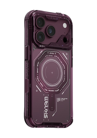 Apple Uyumlu iPhone 18 Pro Max Uyumlu Kılıf Skinarma M-safe Şarj Özellikli Airbag Tasarımlı Magma Kapak Bordo
