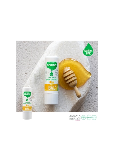 Siveno %100 Doğal Dudak Koruyucu Bal Bitkisel Lip Balm Dudak Kremi Nemlendirici Parlatıcı Onarıcı 6 G
