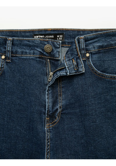Koton Normal Bel Pamuklu Cepli Slim Fit Jean Pantolon - Brad Jean Koyu İndigo 7wam40318nd