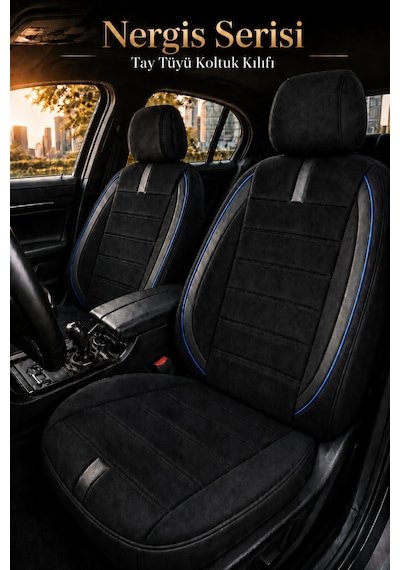 Hyundai Elantra 2011 Sonrası Uyumlu Nergis Siyah Mavi Ortopedik Tay Tüyü Koltuk Kılıfı
