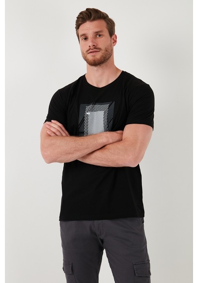 Buratti Pamuklu Slim Fit Bisiklet Yaka Erkek T Shirt 646R7930 Siyah