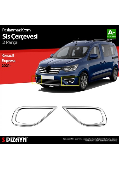 S-dizayn Renault Express Krom Sis Farı Çerçevesi 2 Prç 2021 Üzeri