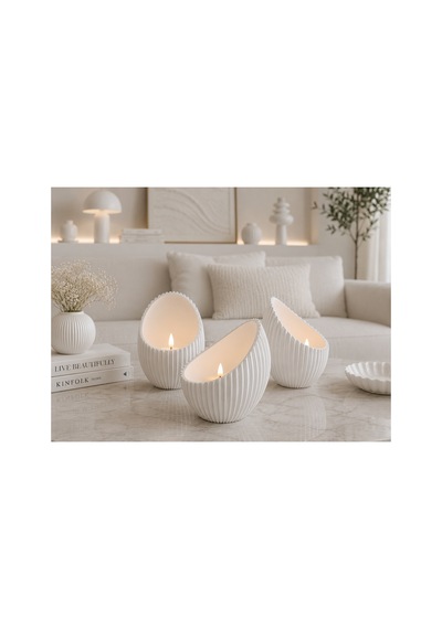 Dekoratif Mumluk Üçlü Set Mumlar Paket İçeriğinde Değildir Beyaz Beyaz