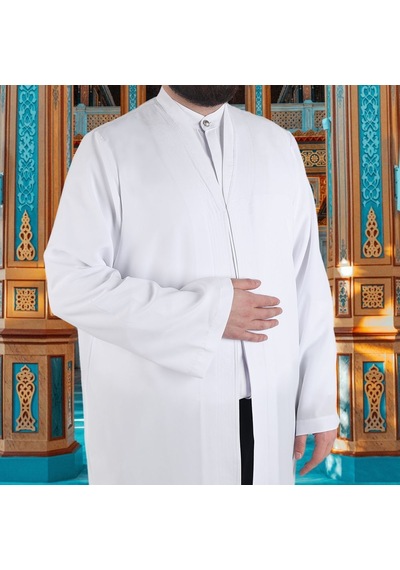 Beyaz Buhara Yaka Pratik Namaz Cübbesi Çok Renkli
