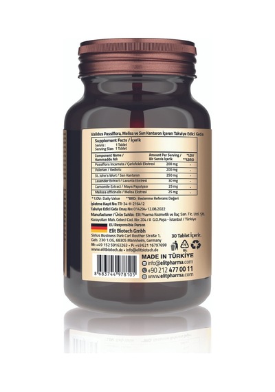 Passiflora + Valerian + Lavander + Camomille + St. John's Wort + Melissa 30 Tablets