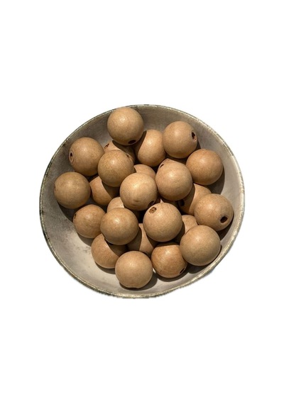 Ahşap Boncuk Çanta Bileklik Takı Makrome Aksesuar 25mm Boncuk - Renk : Krem Ahşap 25 Gram