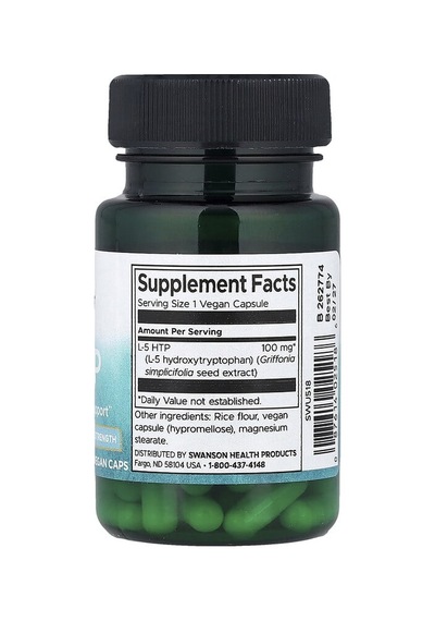 Swanson Vitamins, 5-htp, 100 Mg, 60 Vegan Caps