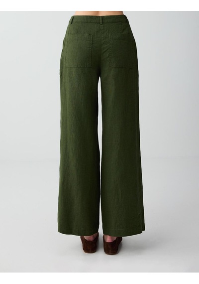 Jimmy Key Haki %100 Keten Normal Bel Dokuma Pantolon 6sw187025312