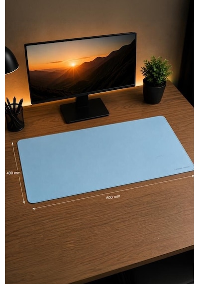 Özel Üretim Oyuncu Klavye Fare Altlığı 800 400mm Mavi Ofis Ortamı Masa Düzeni
