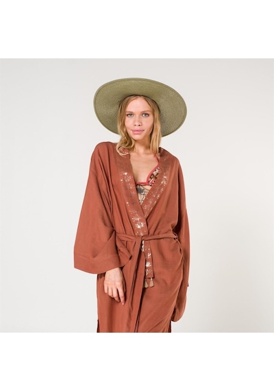 Miespiga Eli Kadın Pul Baskılı Kimono-Tarçın-Standart Tarçın