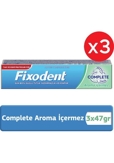 Fixodent Complete Aroma İçermez Diş Protez Yapıştırıcı Krem 3 x 47 G