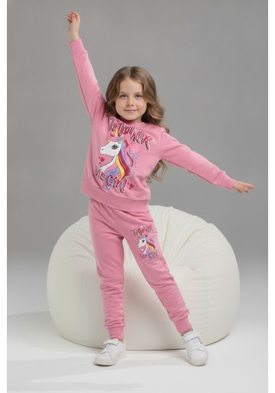 Serenad Kids Unicorn Baskılı Penye Kız İkili Takım 3-10 Yaş -je261065275 - Pembe