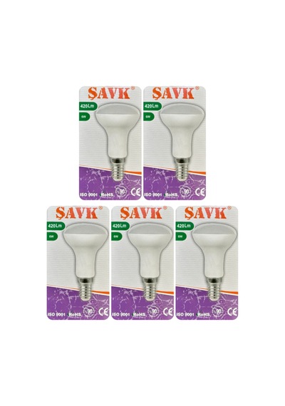 5 Adet Şavk 6w 37w Beyaz Işık 6500k E14 Duylu İnce Duy Led R50 Ampul