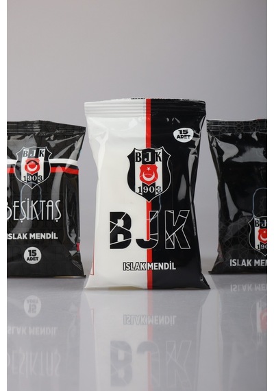"dekomus Cep Defteri Hediyeli" Lisanslı Beşiktaş "tekli" Islak Mendil 15 Yaprak