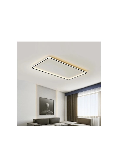 Siyah 60x40cm Dikdörtgen 6500k Soğuk Beyaz Led Modern Avize