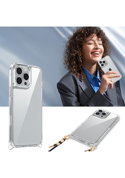 Zore İphone 16 Pro Kılıf Airbagli Takılabilir Askı Aparatlı Ogaa Snap Silikon Kapak - Şeffaf